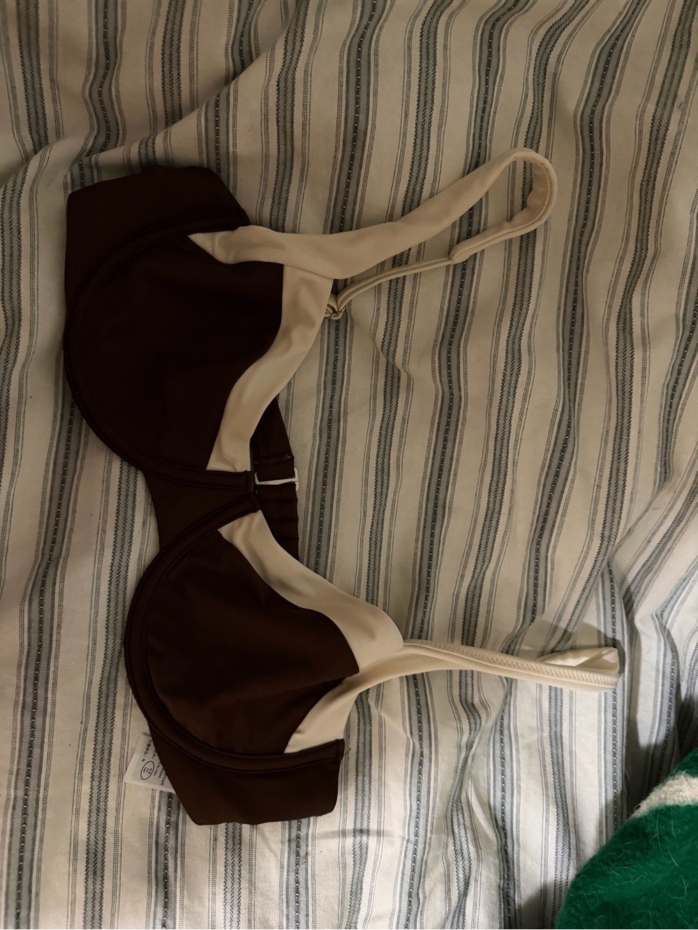 Girls' Two-Tone Brown and Cream Bikini Top